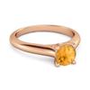 Citrine Round Solitaire Ring - 925 Sterling Silver Rose Gold Vermeil