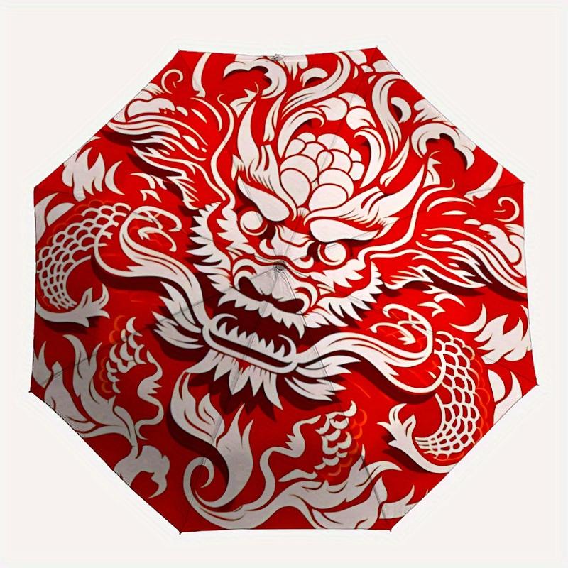 

1pc Dragon Pattern Automatic Open/Close Umbrella, Umbrella with cartoon Design, Portable Compact Umbrella for Men & Women, Good Holiday Gift