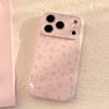 Pink Floral Candy Color Soft Heart Relief Side Phone Case For iPhone 11 12 13 14 15 16 17 Pro Max Air 14 Plus Shockproof Cover
