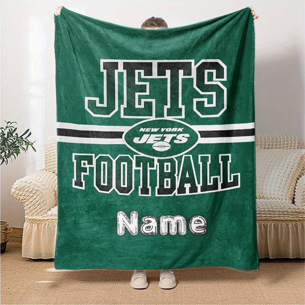 New York Jets Football Team Logo Customized Your Name Blanket Lightweight And Comfortable Warm Blanket Suitable For Bed Home Chair Office Sofa Camping