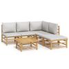 VidaXL Garden Lounge Set 6 Pcs with Light Grey Cushions Bamboo 3155103
