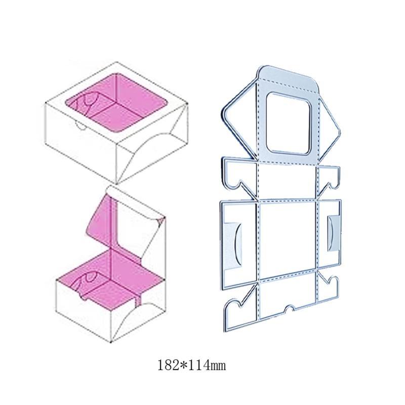 Ihåliga fyrkantiga godispresentaskar metall stansmönster stencil DIY vikbar för fodral prägling stansar scrapbooking mall