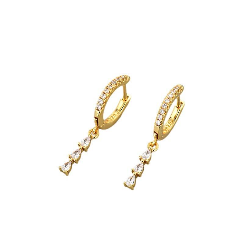 Elegant Rhinestone Teardrop Zircon Long Drop Earrings Sweet Temperament Fashionable Versatile Jewelry For Women