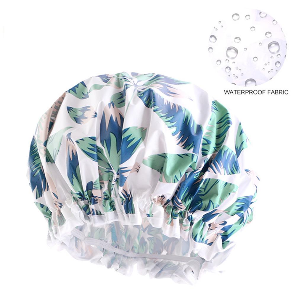 Waterproof Bath Hat Bathroom Shower Hair Cover Women Supplies Shower Cap Adult Shower Bath Bathing Caps Flower Print Elastic Cap