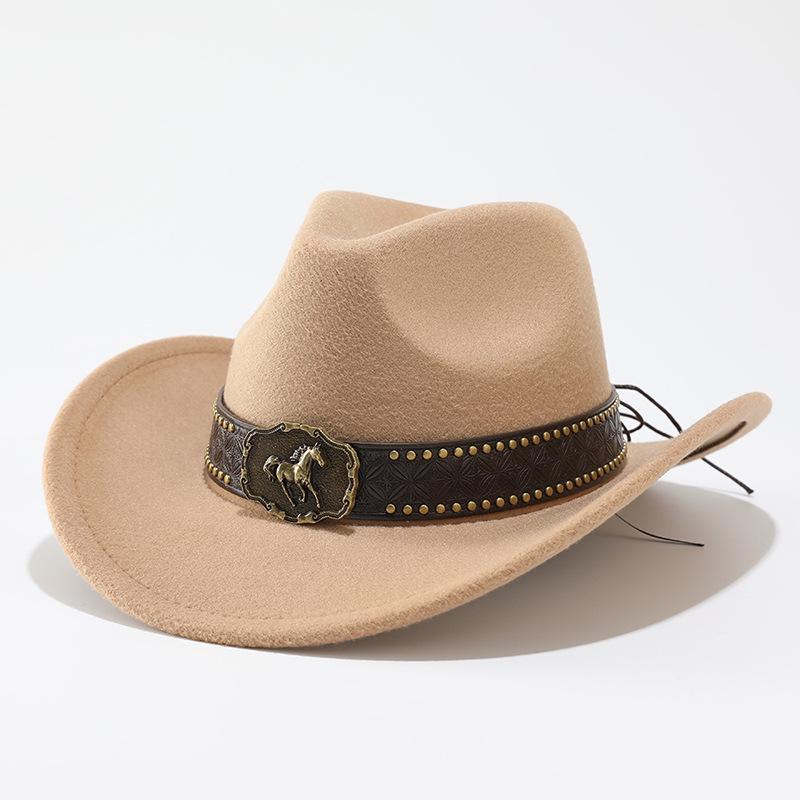 Curled Cowboy Hat Personalized Accessories, Western Cowboy Hat, Men's and Women's Outdoor Mountaineering Sun Hat, Woolen Hat