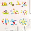 Cute Cartoon Colorful Numbers Flowers Animals Wall Stickers Self-Adhesive Decals for Kids Room Kindergarten Decor