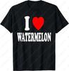 I Heart  Love Watermelon Melons Summer Fruit Seedless TShirt Classic Letter Print Tee Unisex Summer Cotton Casual Breathable Tops