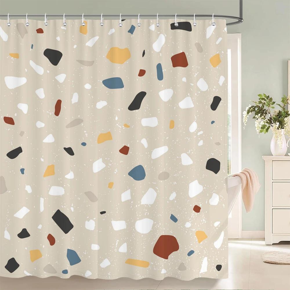 Modern Nordic Mosaic Pattern Shower Curtains Bathroom Polyester Bath Curtains Printing Shower Curtain Decor With Hooks Curtain