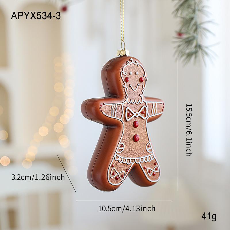 Gingerbread Man Christmas Tree Hanging Ornament Plastic Cute Holiday Pendant For Kids And Adults Home Table Mantel Party Decor