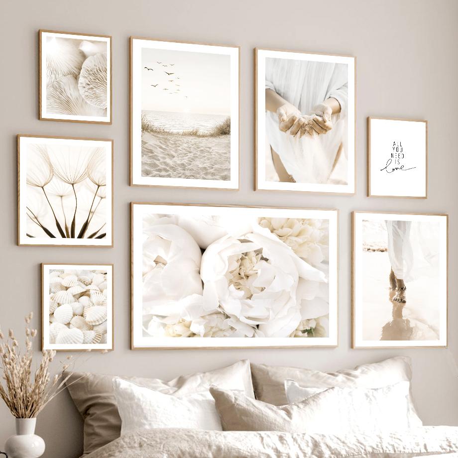 

Белый Гриб Розовый Одуванчик Тростник Настенный холст Искусство Скандинавская живопись Плакаты и принты Настенные фотографии для гостиной Осенний декор