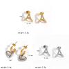 Geometric Stainless Steel Earrings With Rhinestone Accents For Women Fashion Jewelry