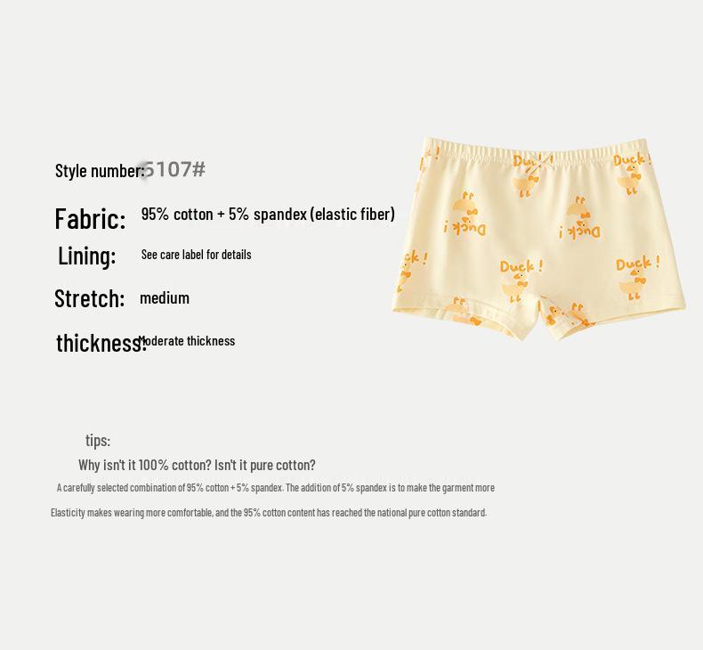 Paissen Bear Pure Cotton Girls' Antibacterial Boxer Briefs - 4-Pack Cartoon Shorts