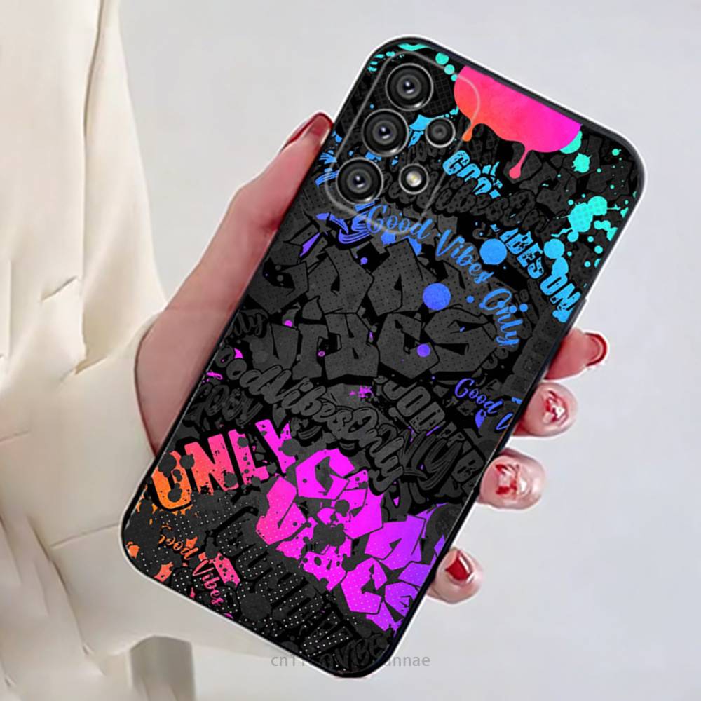 Graffiti Phone Case For Samsung Galaxy A13,21s,22,31,32,52,53,71,80,A91 Soft Black Shell