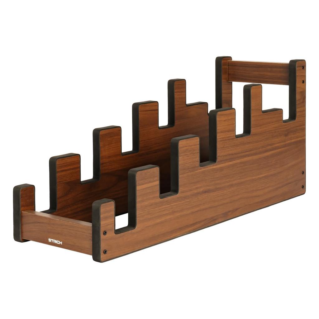 STRICH Guitar Wooden Guitar Rack with Front Design for and Stage Walnut 4 Electric Guitars and 1 Acoustic Stand, 5-Guitar Stand, Floor-Mounted