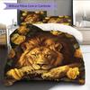 Lion and Rose Pattern Bedding Home Decoration Birthday Gift (1 * duvet cover + 2 * pillowcase, without core)