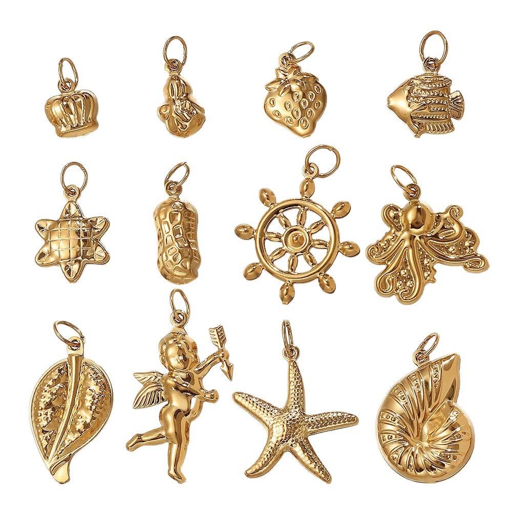 Stainless Steel Starfish Pendant Necklace Gold Sea Life Pendant Necklace Pendant Stainless Steel Diy Jewelry
