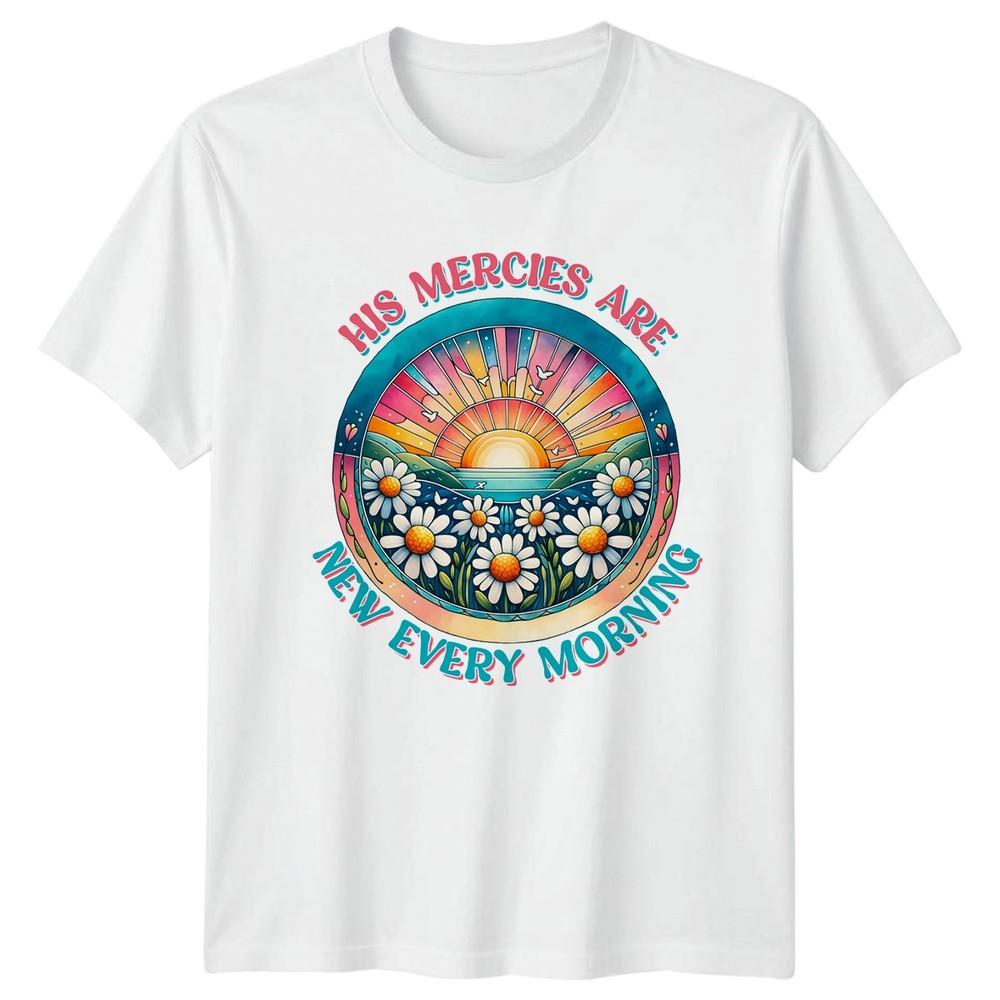 His Mercies Are New Every Unisexs TShirt Boho Faith Daisy Christian S