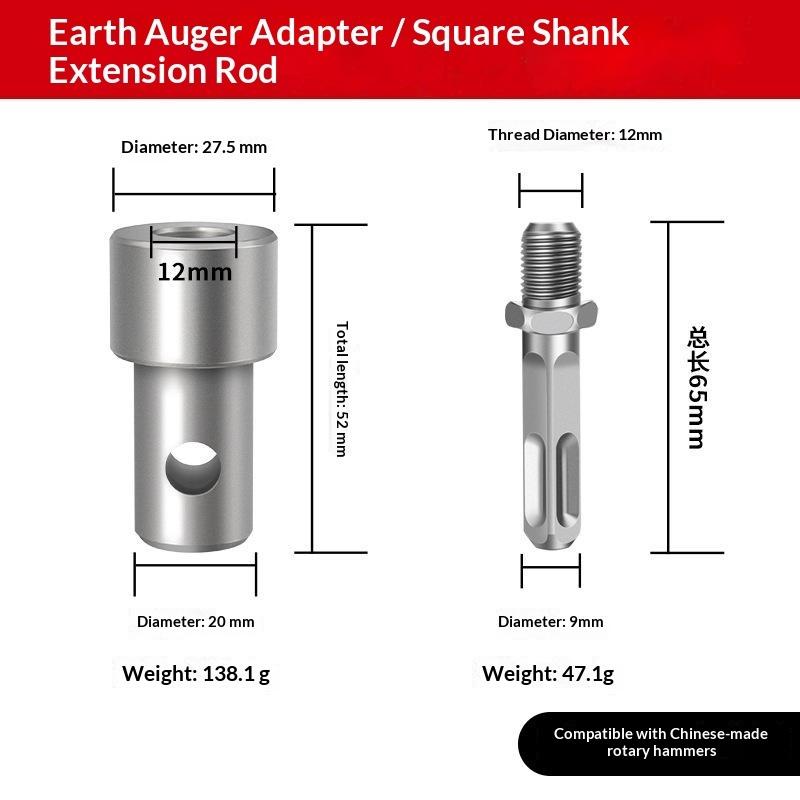 1Pc Earth Auger Adapter Tool 4 Interface Types For Impact Wrench Hammer Machine Garden Auger Drill Connector Garden Tools