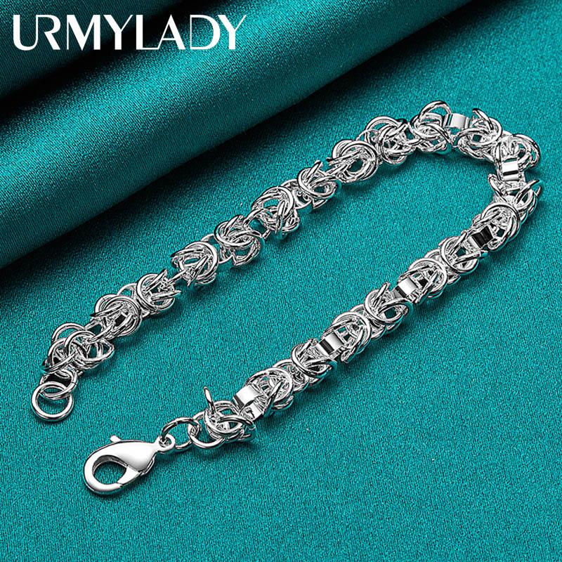 925 srebro bransoletka z wieloma pierścionkami i łańcuszkiem dla kobiet mężczyzn zaręczynowy biżuteria ślubna