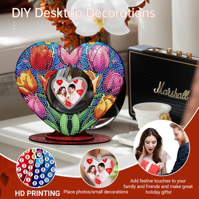 2D Flatt DIY Wooden Table Top Diamond Painting Ornament Kits Diamond Art Tabletop Decorations for Adults Table Decor