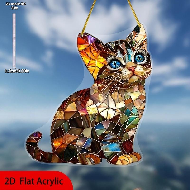 

2D Flat Acrylic Cat Pendant, Garden and Patio Decor, Perfect Gift for Animal Lovers,Cat Decor, Indoor and Outdoor Decoration, Restaurant Shop Decor 20*20cm