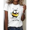 Fashion Women Retro Creative Bee Pattern Print T Shirt Funny Casual O-neck Short Sleeves T-shirt Summer Female Tee Shirt