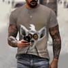 Sommer T-Shirt Mode Tier Löwe Graffiti Bunt Bedruckt Trendy Kurzarm 3D T-Shirt
