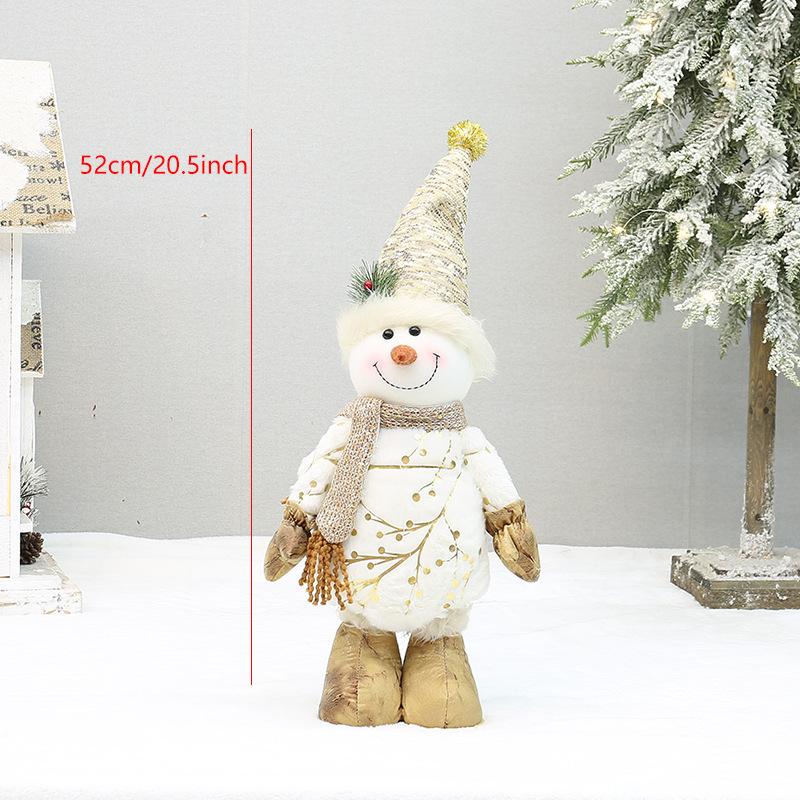 Extendable Fabric Snowman Figure with Gold Stamped Hat Christmas Tabletop and Floor Display Ornament