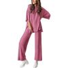 Women's 2 Piece Outfit Oversized Half Sleeve Top Wide Leg Pants Set Casual Loungewear