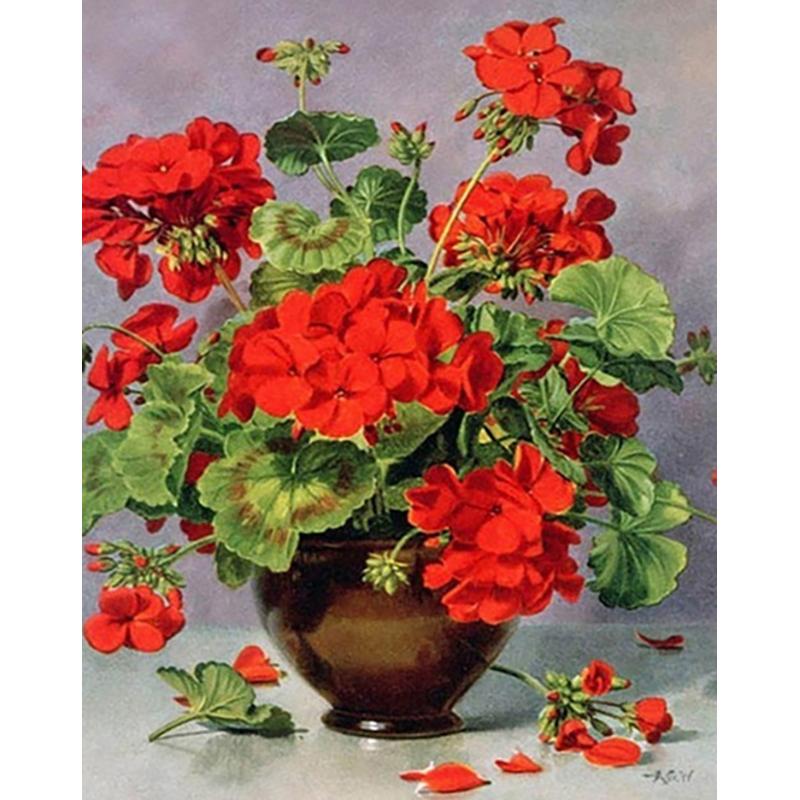 Kruhová vrtačka Diamantová malba Květinová váza Krajina Diamantové vyšívání Krajina Sada křížkového stehu DIY Home Decor dárek