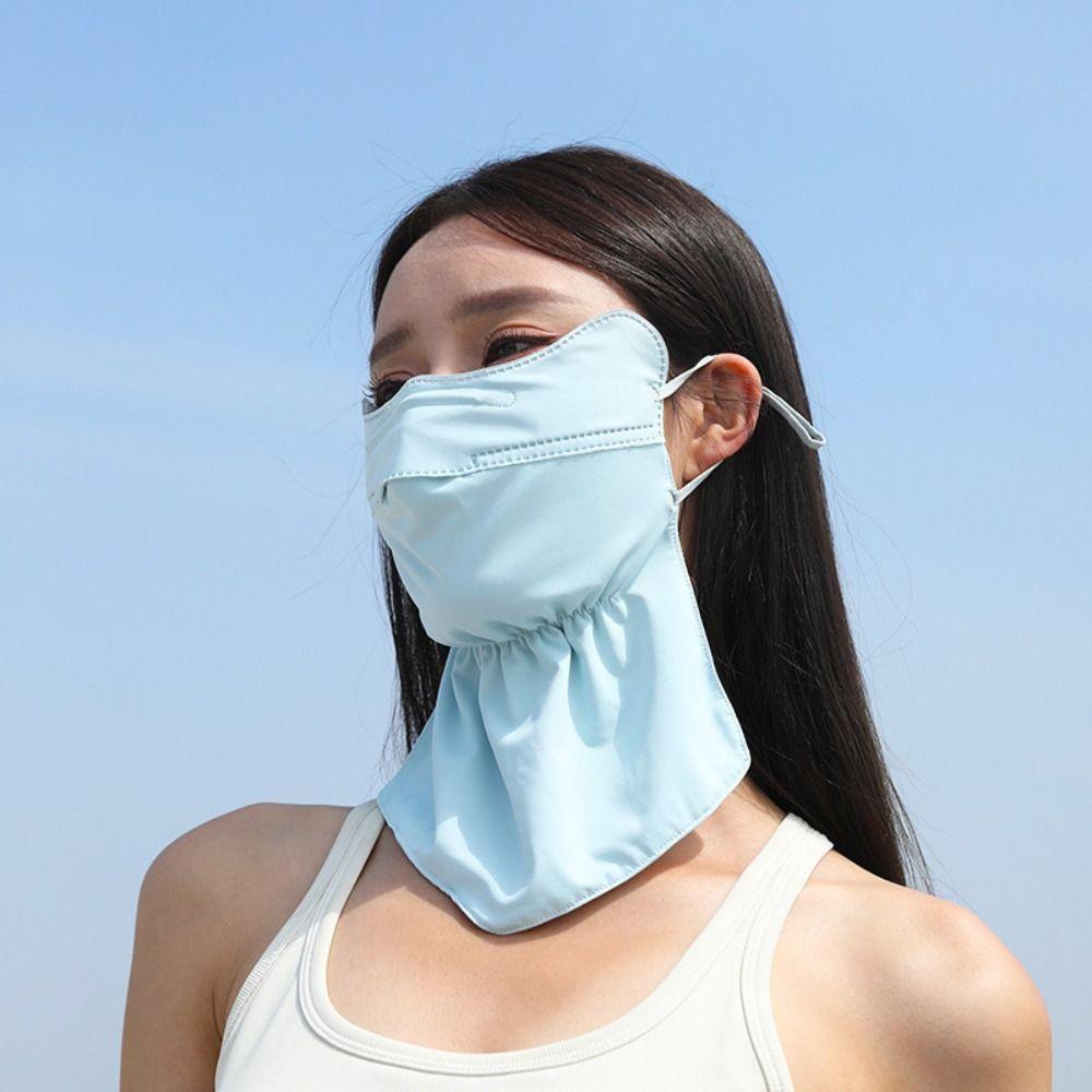 Hanging Ear Ice Silk Mask Neck Sunscreen Ice Silk Face Mask Breathable UV  Face Mask  Cycling