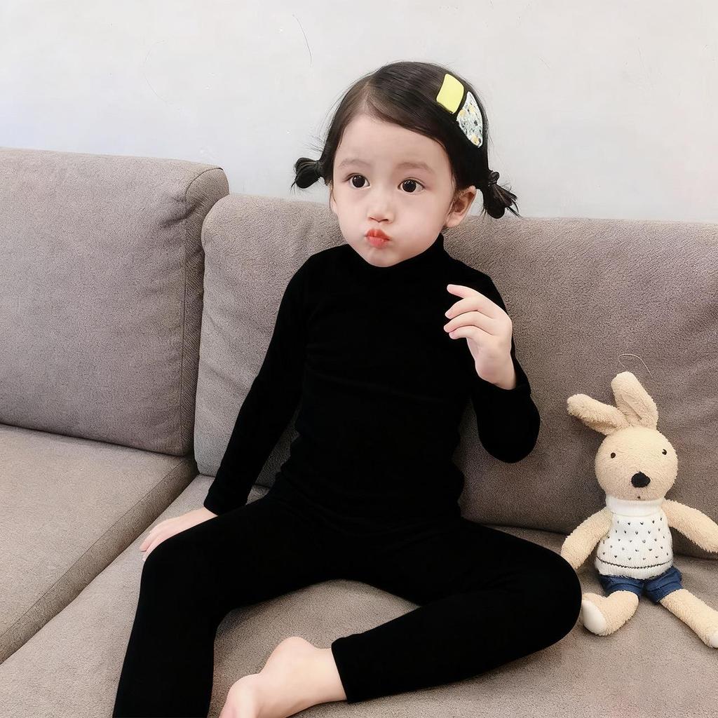 Kids' Thermal Underwear Set - Half-High Collar, Double-Sided Heating for Boys and Girls - Autumn Wear
