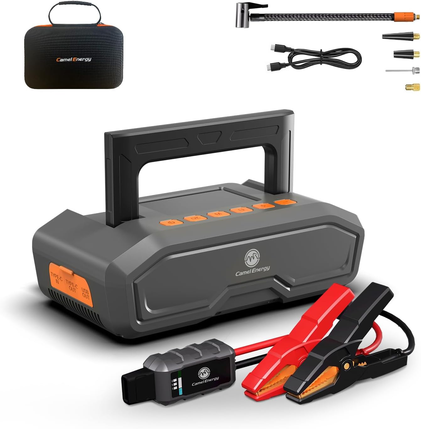 

Jump Starter with Air Compressor, 4000A Peak, 12V Portable Battery Booster, 150 PSI Tire Inflator for 8L-9L Gas Cars