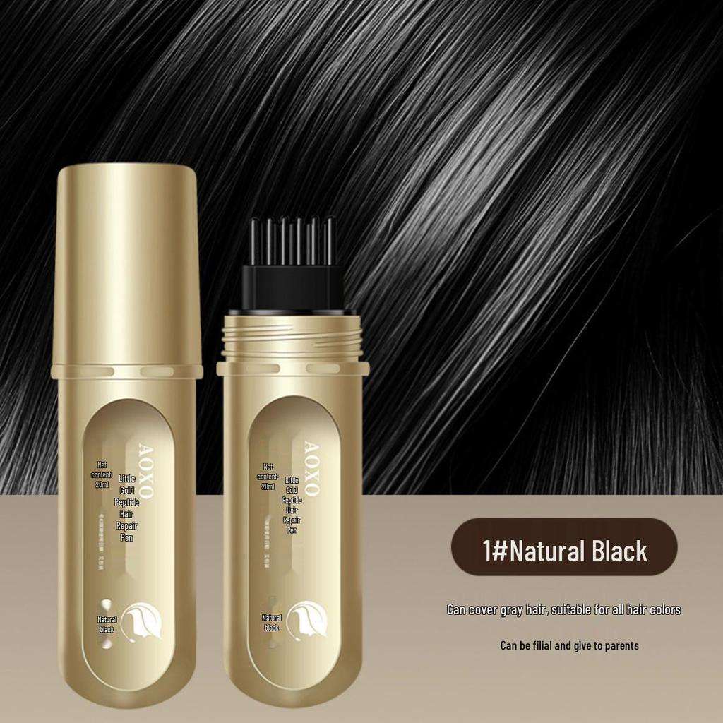 AOXO Little Gold Tube Peptide Hair Dye Comb: Plant-Based, Disposable White Hair Coverage and Styling, Gentle on Hair.
