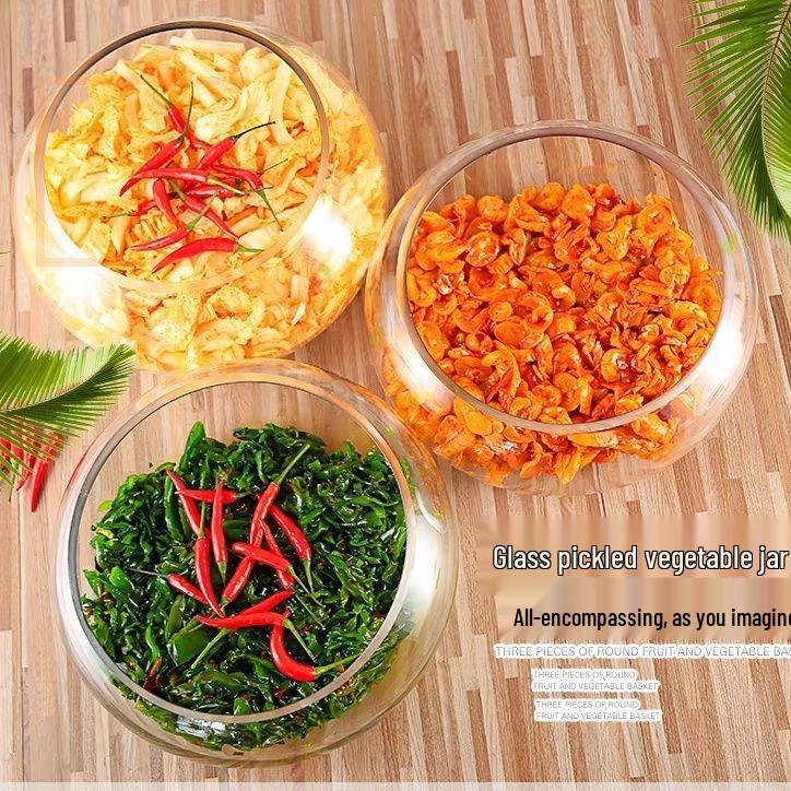Verdicktes Glasgefäß mit weiter Öffnung und Deckel für eingelegtes Gemüse und Kimchi