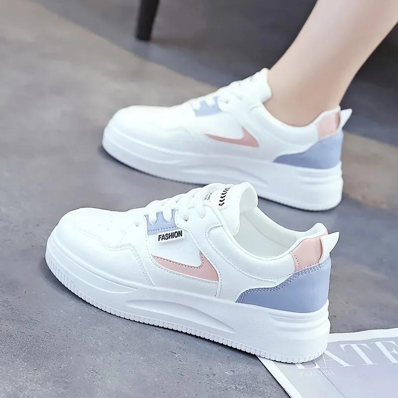 Casual Versatile Women's Shoes 2025 Spring Autumn New Arrival Student White Shoes Thick Sole Board