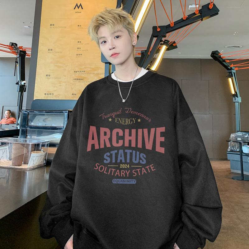 Замшевая толстовка мужская весна и осень плотная свободная большая нижняя одежда большого — фото 3