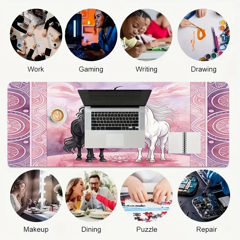 Horse Dream Xl Gaming Mouse Pad Nonslip Rubber Base Stitched Edge Waterproof Desk Mat For Pc Laptop Gamer Office Computer Accessories C927373