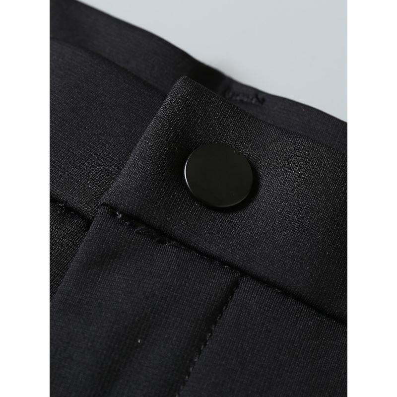with Wool, Wrinkle-Resistant, Solid Color, Autumn and Winter Men's Elastic Straight-Leg Business Casual Pants, Cold-Proof, Fleece-Lined Long Pants