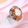 New Statement Bridal Big Round Colorful CZ Finger  Sterling Silver Rings Champagne Cubic Zircon  for Women Party Gift