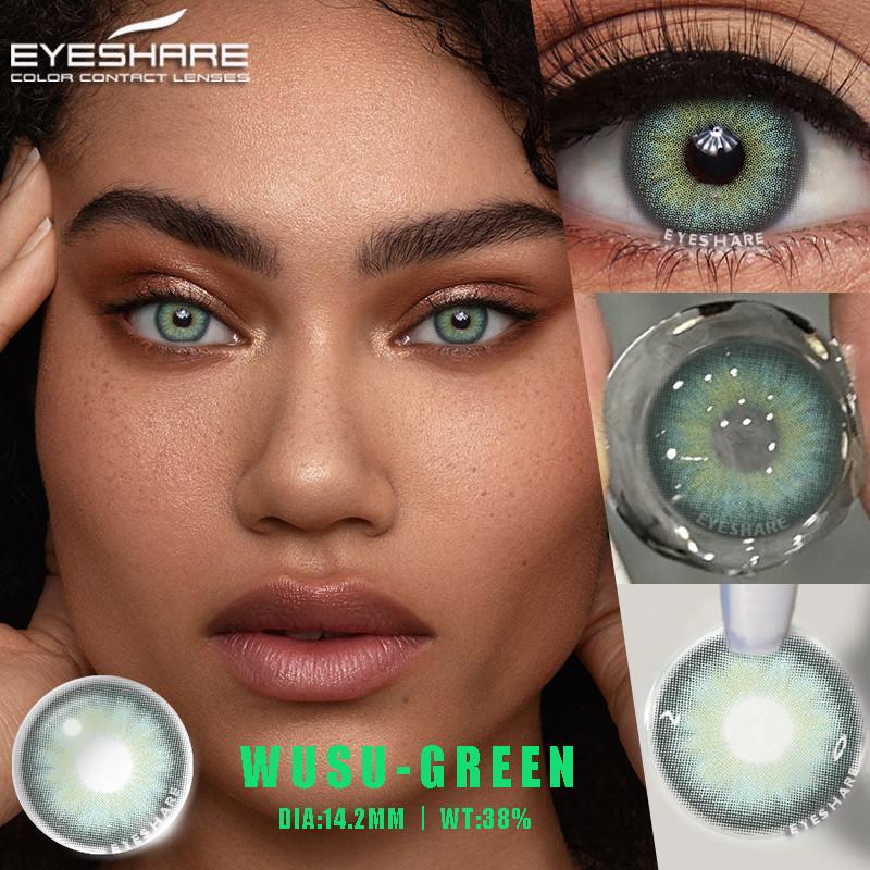 Eyeshare 2 buc = 1 pereche Lentile de contact colorate pentru ochi Ochi albaștri Lentilă de culoare Lentilă roșie Lentilă naturală anuală 14,2 mm