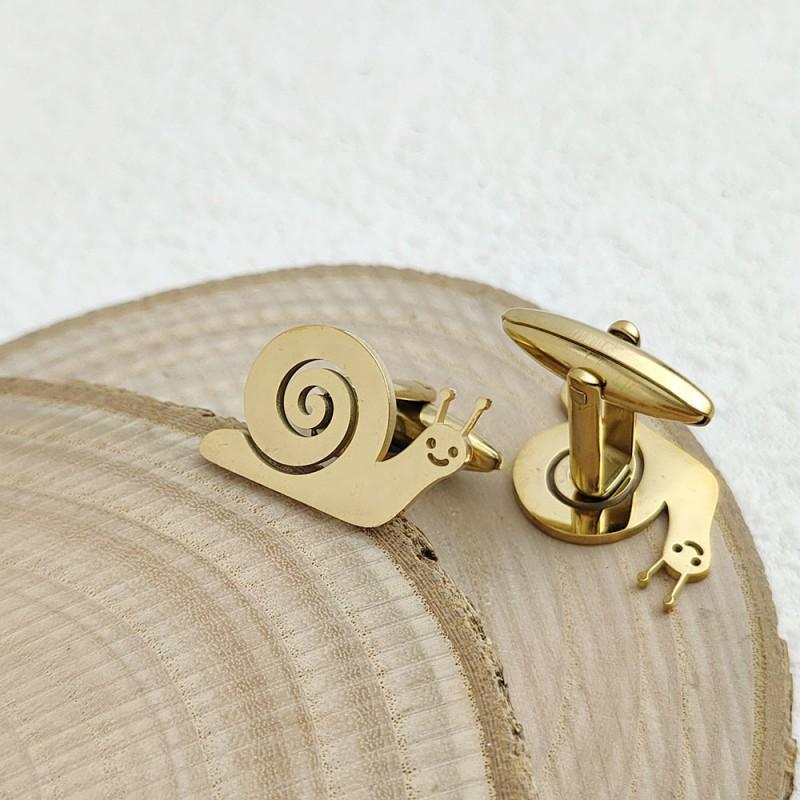 Cartoon Snail Gold Brooch Flat Cut Badge Daily Wear Men's Suit Shirt Accessories