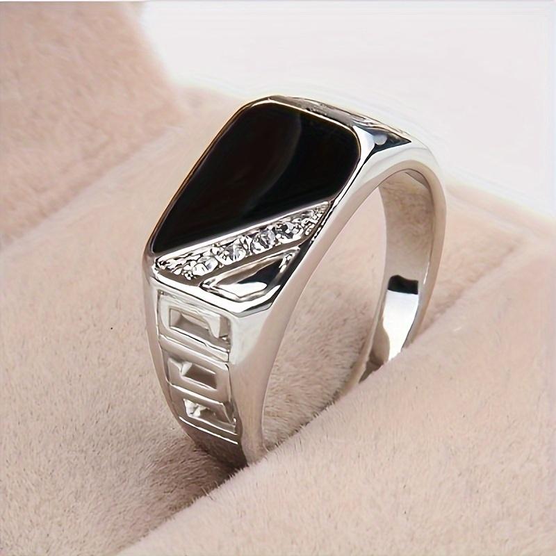 

Elegant Simple Square & Triangle Enamel Ring with Cubic Zirconia Accents, 14K Golden Plated Alloy, Perfect for Daily Wear or Vacation Accessory 7