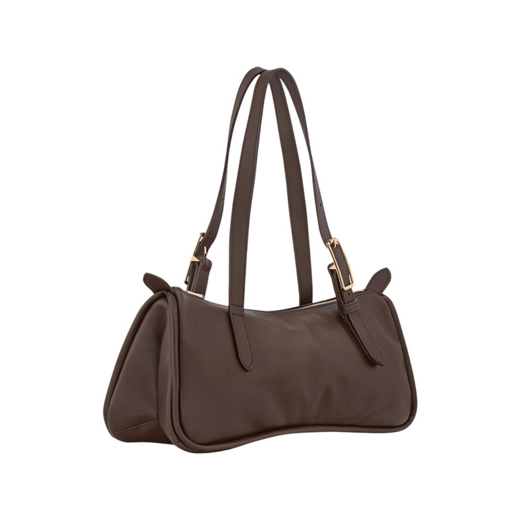 Longchamp Looong Letter Logo Adjustable Leather Shoulder Bag Women Shoulder Bag Brown 10369HJI002