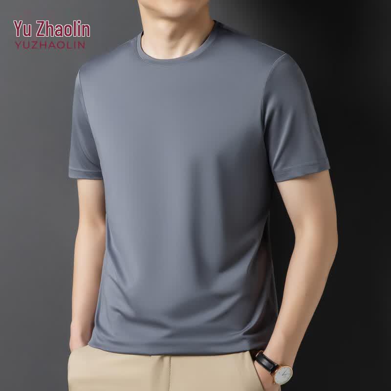 YUZHAOLIN Men s Summer Business Casual Round Neck T-Shirt M