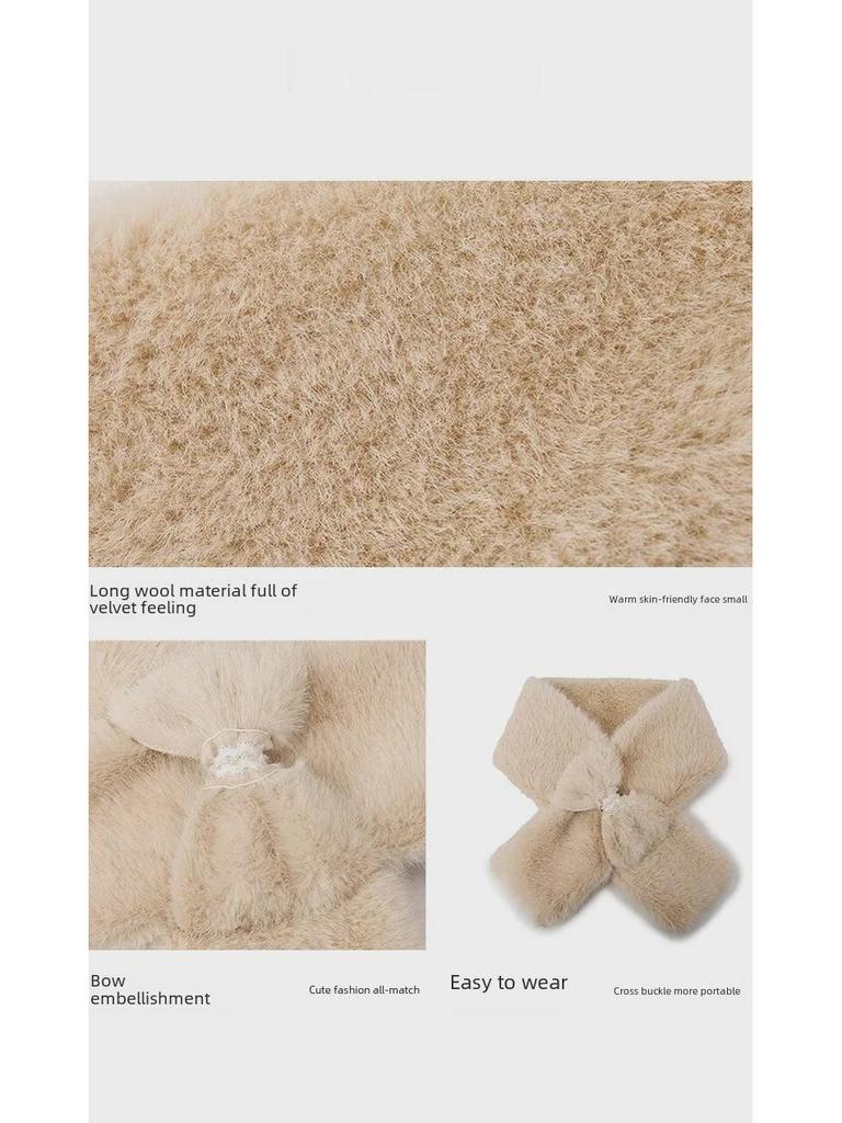 Cozy Korean-Style Women's Scarf: Soft, Furry, Warm, and Age-Reducing Neckband for Autumn and Winter