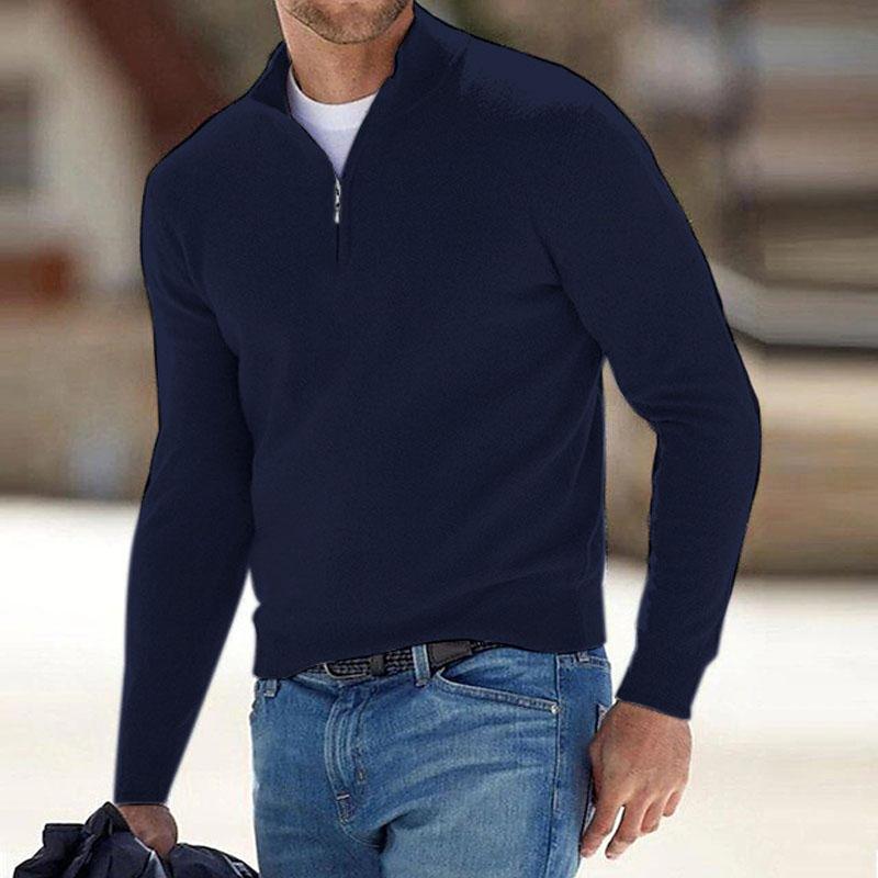 Autumn Winter Men's Knit Pullovers Solid Color Half Zipper Sweaters Men Oversized Breathable Streetwear Knitted Sweater