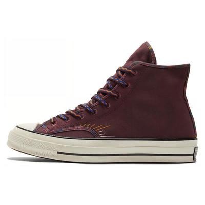 1970er Jahre Ethnische Stickerei High Top Canvas Schuhe Unisex Tiefrot