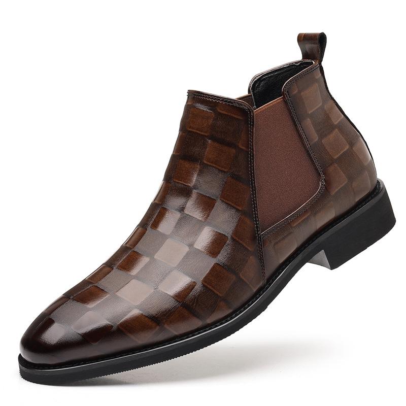 Q66 men's leather shoes Chelsea boots British style fashion pointed retro casual high-top leather shoes tide