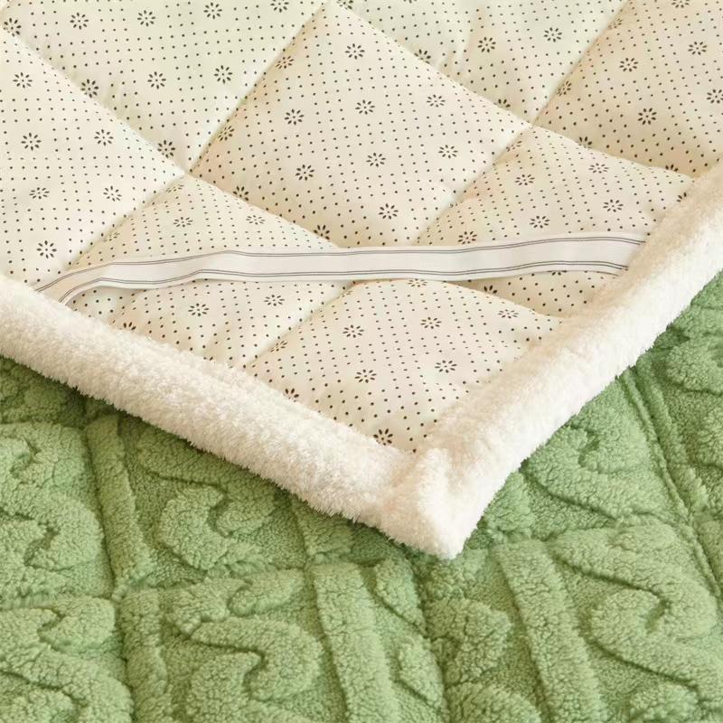 Drap de lit de luxe épais et doux en peluche King/Queen Size, matelassé en velours chaud pour l'hiver, surmatelas antidérapant, sans taie d'oreiller